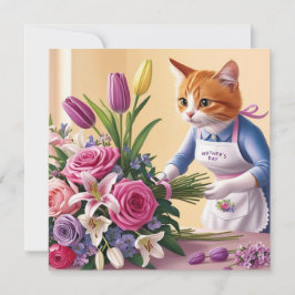 Cat Mamma ordnar Flowers Mors dag Julkort