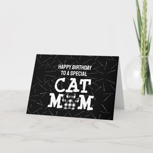 Cat Mamma Pawprint med Cat Hair Birthday Kort (Framsida)
