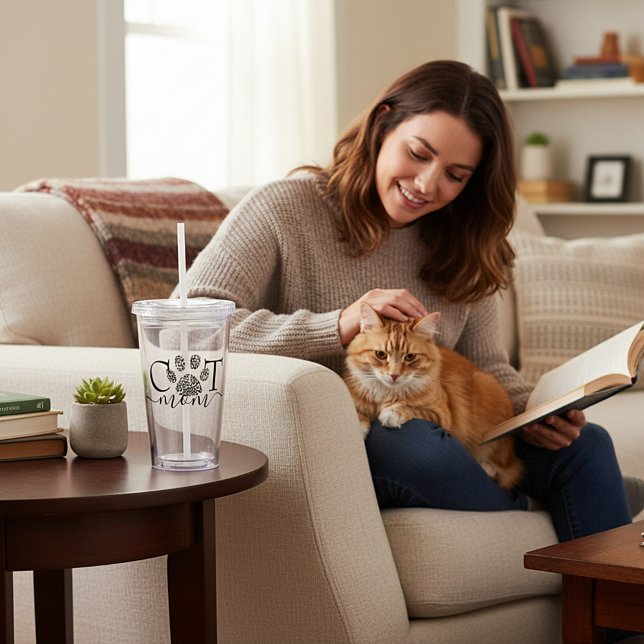 Cat Mamma pawprint Take Away Mugg (Skapare uppladdad)