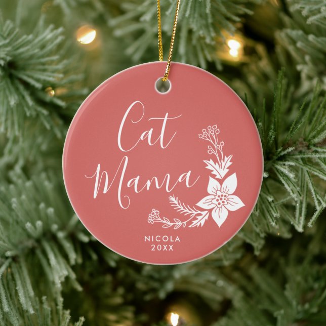 Cat Mamma Personlig Baby Cute Pet Owner Gift Julgransprydnad Keramik (Träd)