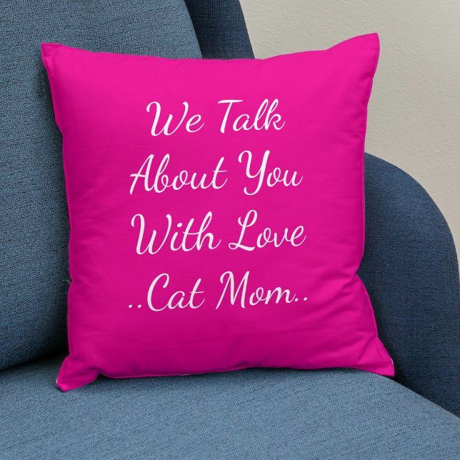 Cat Mamma Quote Besties BFF Pet Friend Rosa Templa Kudde (Skapare uppladdad)