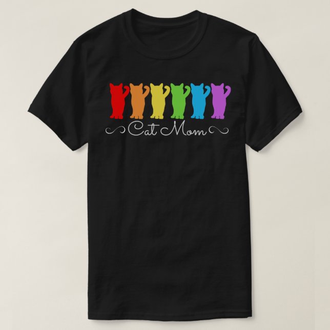 Cat Mamma Rainbow T Shirt (Design framsida)