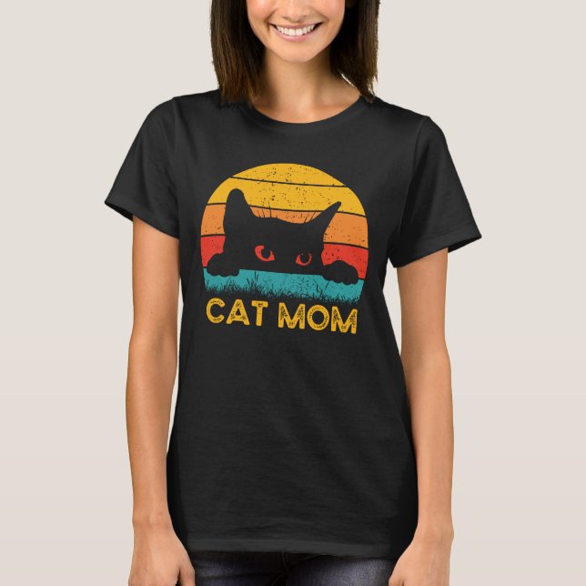 Cat Mamma - Retro Vintage Cat T Shirt (Framsida)