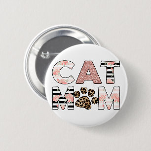 Cat Mamma Rosa Blommigt & Leopard Tass Knapp