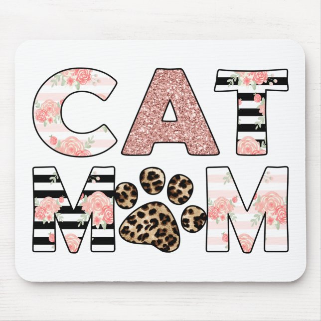 Cat Mamma Rosa Blommigt & Leopard Tass Musmatta (Framsidan)