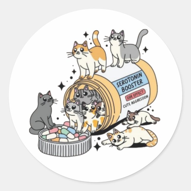 cat mamma runt klistermärke (Framsida)