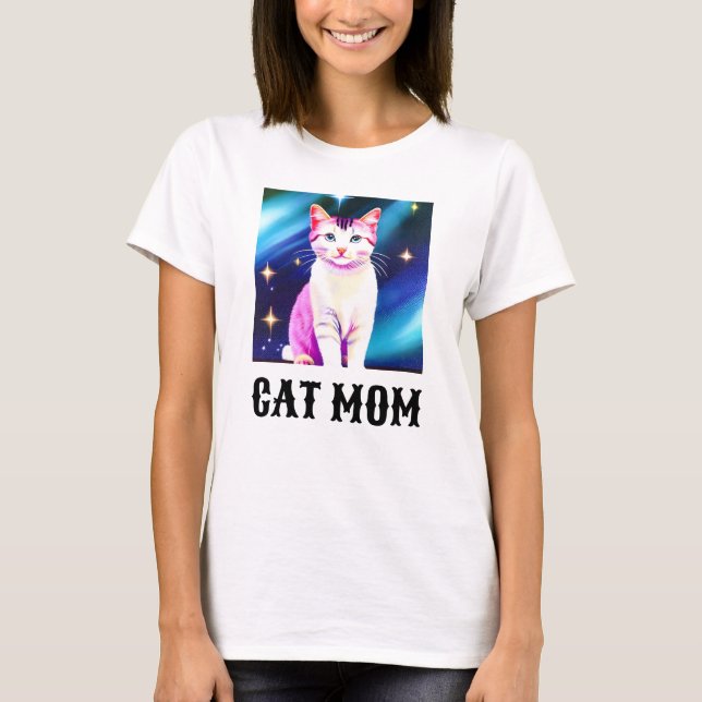 Cat Mamma Shirt, kan byta till ditt sällskapsfoto T Shirt (Framsida)
