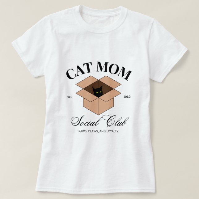 Cat Mamma Social Klubb - Katter, djur, sällskapsdj T Shirt (Design framsida)