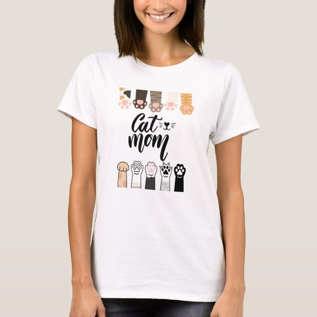 Cat Mamma T-Shirt - Cute Cat Tassar Design - Kattg (Framsida)
