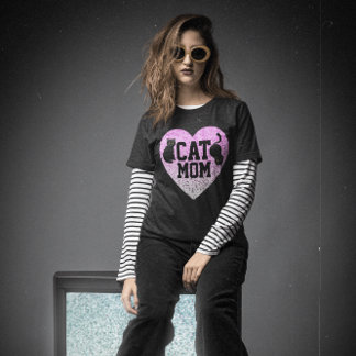 CAT MAMMA T-SHIRTS FAUX GLITTER