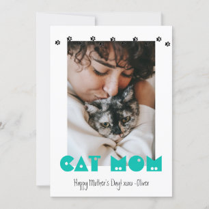 Cat Mamma Tass avtryck Anpassningsbar Mors dag Julkort