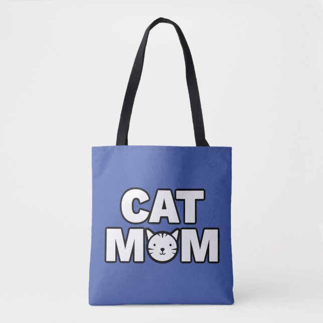 CAT MAMMA Tote Bag (blå) Tygkasse (Framsida)
