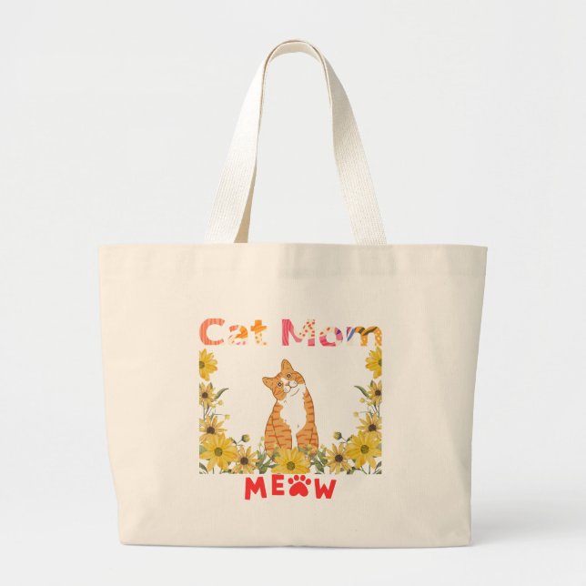 Cat Mamma Tote Bag Jumbo Tygkasse (Framsidan)