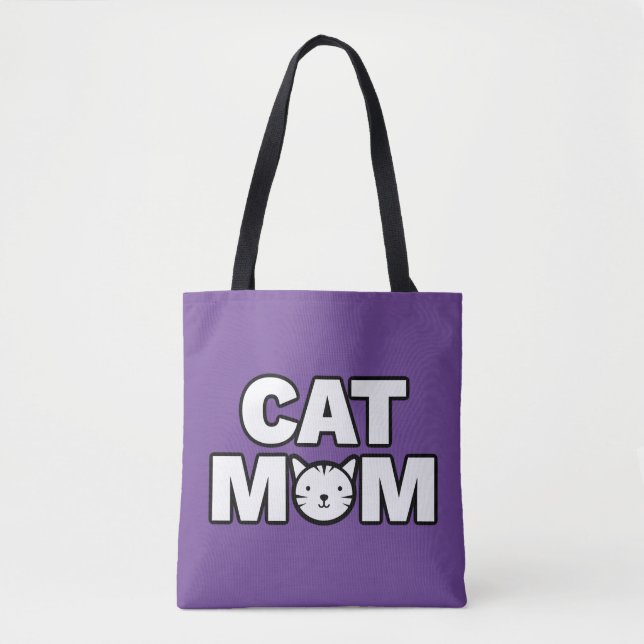 CAT MAMMA Tote Bag (Lila) Tygkasse (Framsida)