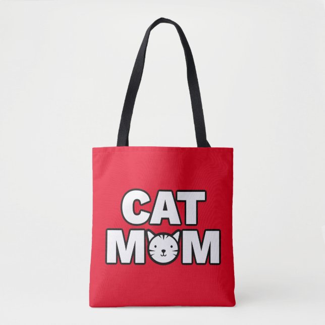 CAT MAMMA Tote Bag (röd) Tygkasse (Framsida)