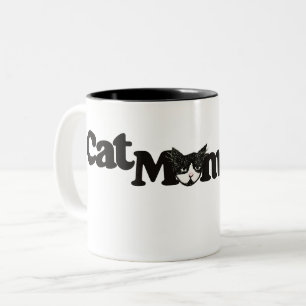 Cat Mamma Tuxedo Cats Artistic kattunge art Två-Tonad Mugg
