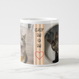 Cat mamma Två fotostrimlade pastellytor Jumbo Mugg