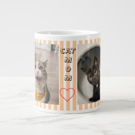 Cat mamma Två fotostrimlade pastellytor Jumbo Mugg