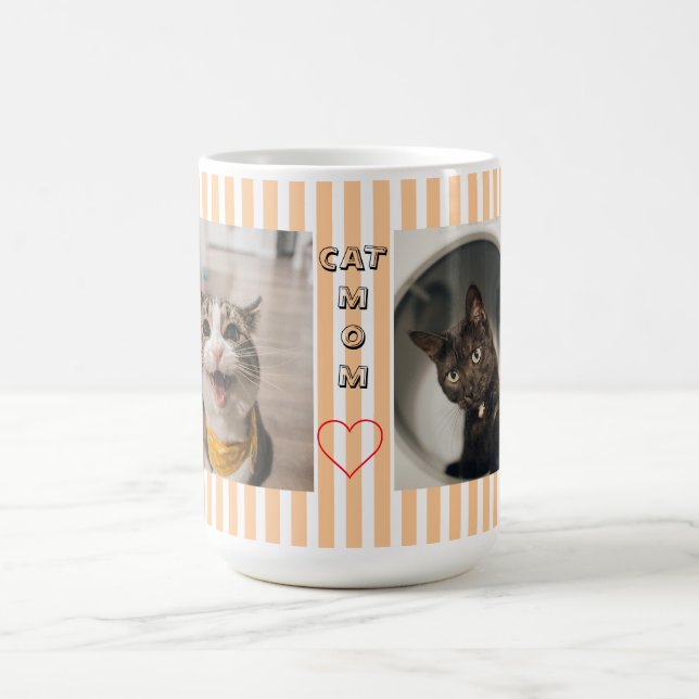 Cat mamma Två fotostrimlade pastellytor Kaffemugg (Center)