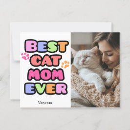 Cat Mamma vykort med Anpassningsbar foto och bubbe