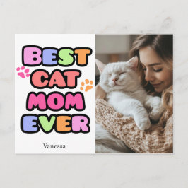 Cat Mamma vykort med Anpassningsbar foto och bubbe