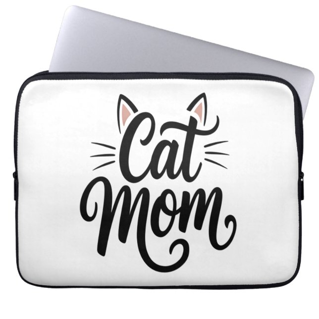 Cat Mamma Whiskers och Öron Laptop Fodral (Framsidan)