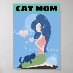 CAT MAMMA WOMAN GIRL OCH CAT ART POSTER