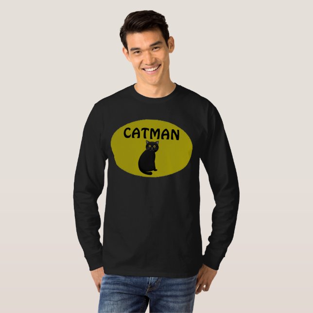 CAT MAN (Cat Pappa) Manar-T-Shirts T Shirt (Hel framsida)