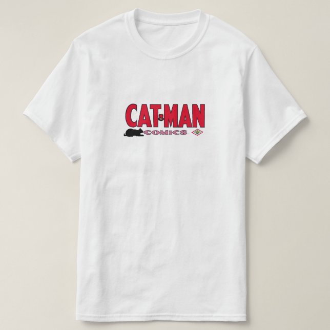 Cat-Man-Logotypen Tecknader T Shirt (Design framsida)