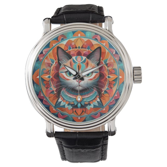 Cat Mandala Armbandsur (Framsida)