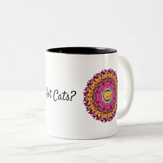 Cat Mandala Har Cats? Två-Tonad Mugg (Framsida höger)
