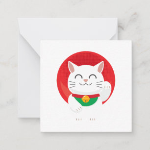 Cat Maneki Neko Japan Lucky Cat Funny Gift Idea Anteckningskort