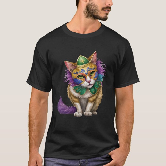 Cat Mardi Gras Happy Mardi Gras Carnival Cat  Kitt T Shirt (Framsida)