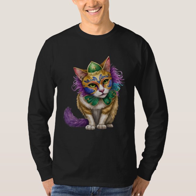 Cat Mardi Gras Happy Mardi Gras Carnival Cat  Kitt T Shirt (Framsida)