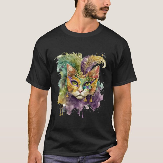Cat Mardi Gras Happy Mardi Gras Carnival Cat  Kitt T Shirt (Framsida)