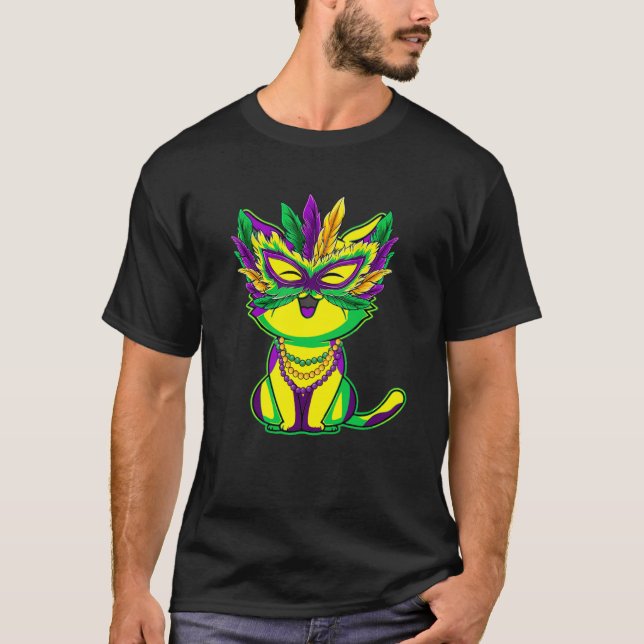 Cat Mardi Gras T Shirt (Framsida)