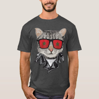 Cat Marockos Flagga Sunglass Coola Marocko Katt T Shirt