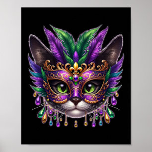 Cat Mask Mardi Gras New Orleans Carnival Poster