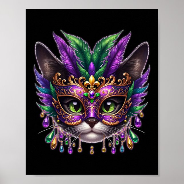 Cat Mask Mardi Gras New Orleans Carnival Poster (Framsidan)