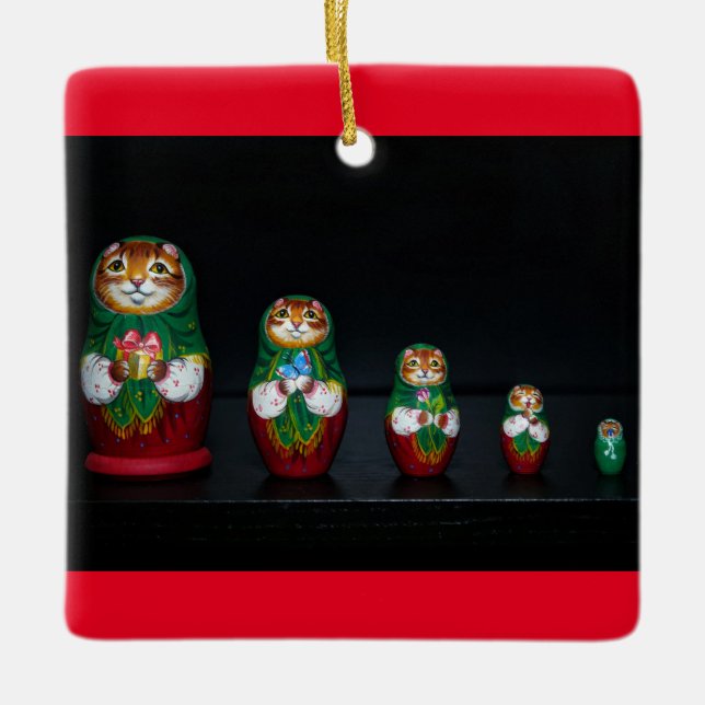 Cat Matryoshka jul Ceramic Ornament (Framsida)