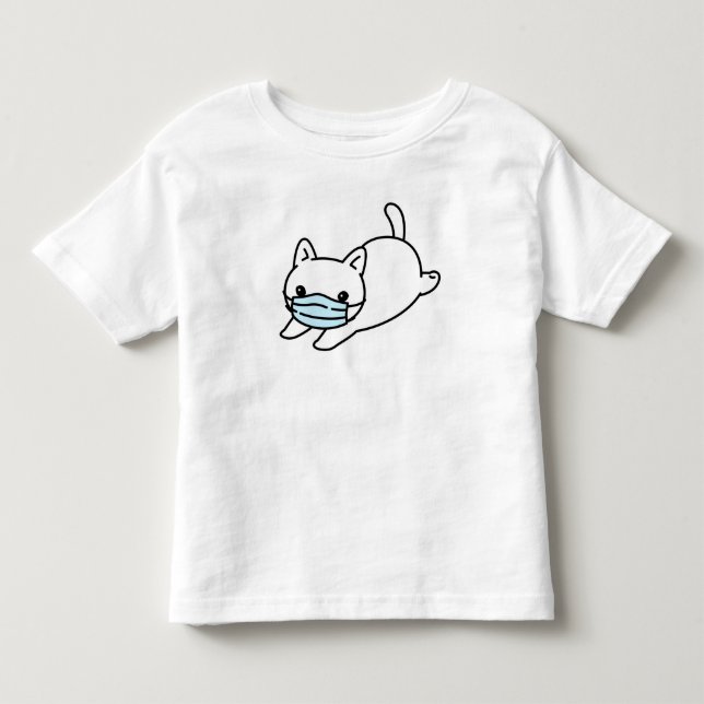 CAT MED ANSIKTE MASK COTTON SMÅBARN T-Shirt (Framsida)