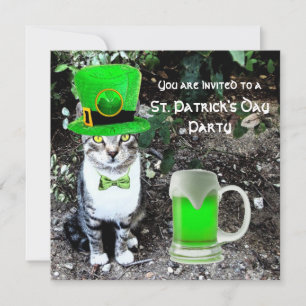 CAT MED GRÖNT IRISH BEER ST PATRICK'S DAY PARTY INBJUDNINGAR