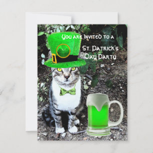 CAT MED GRÖNT IRISH BEER ST PATRICK'S DAY PARTY INBJUDNINGAR