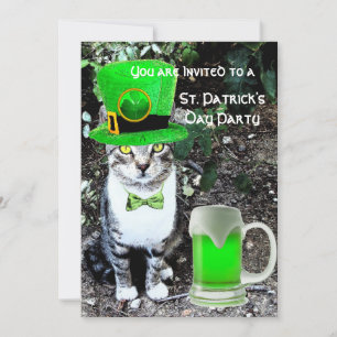 CAT MED GRÖNT IRISH BEER ST PATRICK'S DAY PARTY INBJUDNINGAR