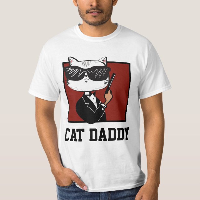 CAT MED GUN MANAR-Shirts T Shirt (Framsida)
