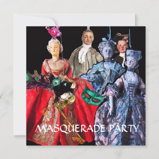 CAT MED HARLEQUIN HAT OCH MASQUERADE PARTY MASKS INBJUDNINGAR (Framsida)