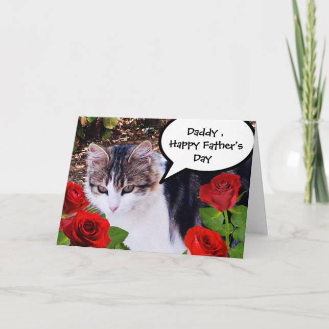 CAT MED RÖD ROS,FARS DAG KORT (Framsida)