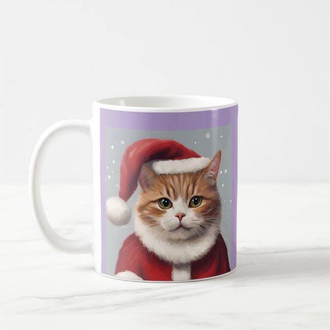 CAT MED SANTA HAT CHRISTMAS COFFEE MUGG (Vänster)