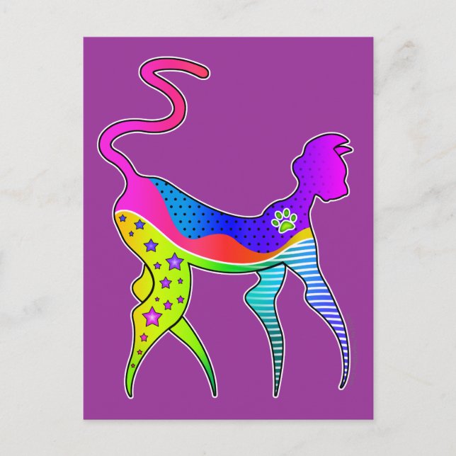 CAT med STARS POSTCARD Vykort (Framsida)