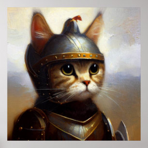 Cat Medieval Knight Poster